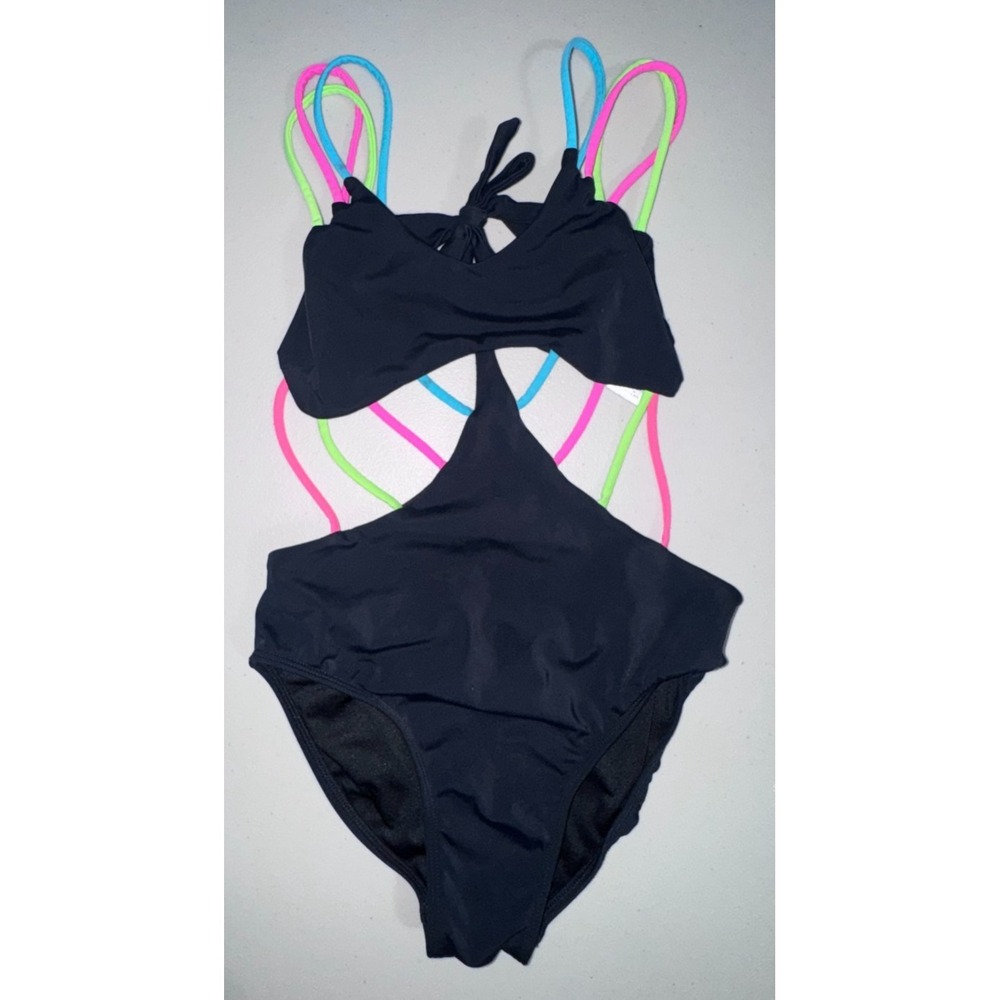 Peixoto Girls 10 Swimsuit Neon Straps Open Back Summer Vacation Travel Resort